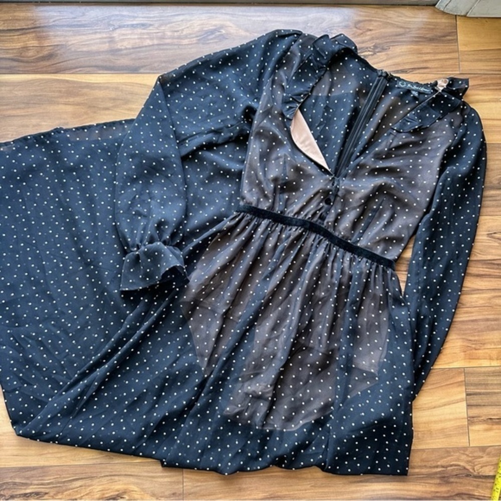For love and lemon black peasant maxi dress S